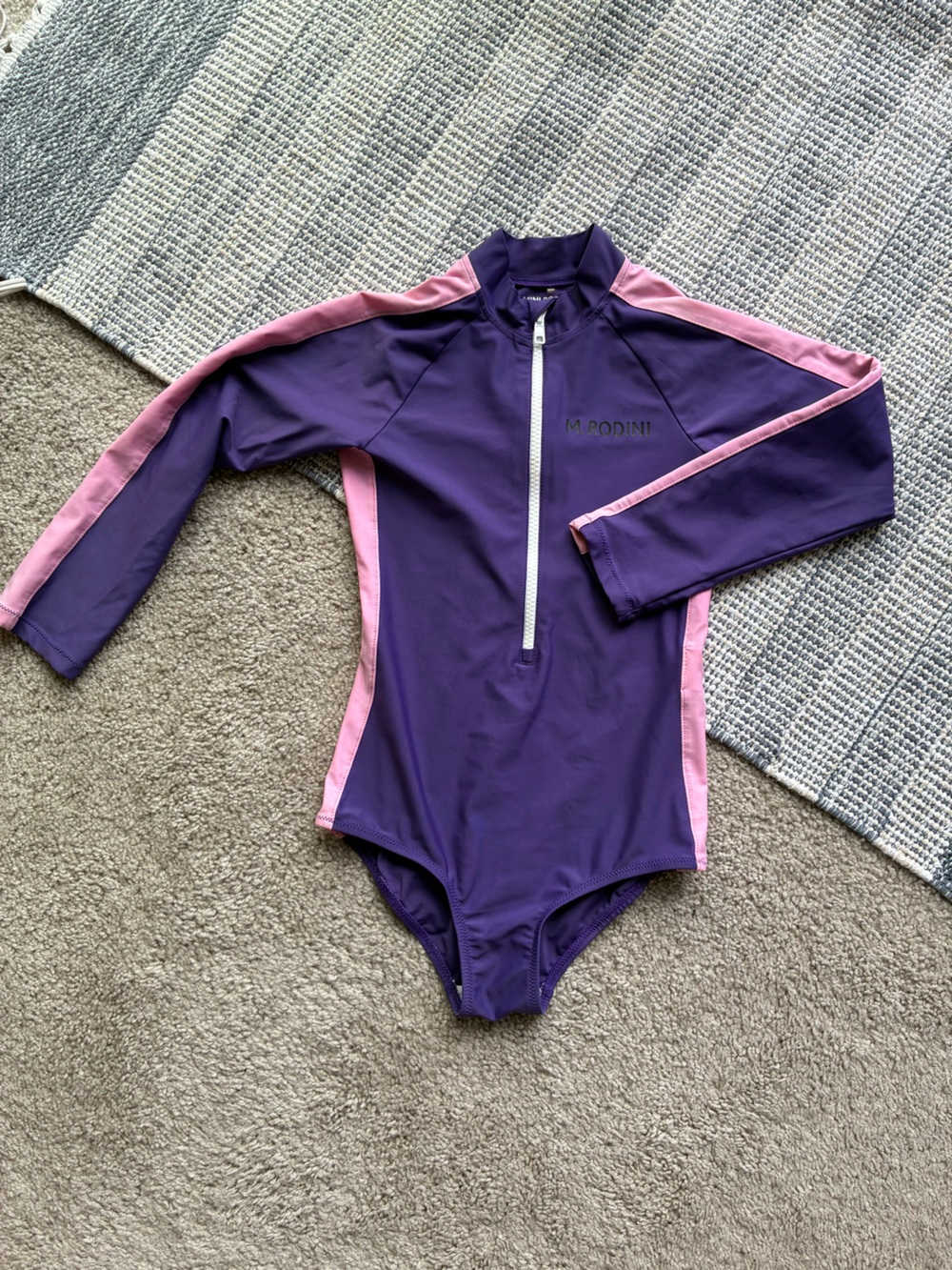Mini Rodini UPF 50+ Purple and Pink Long-Sleeve Kids Swimsuit
